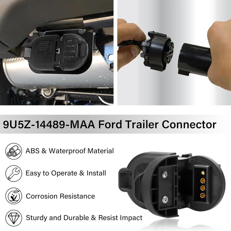 ROOTMUTIFY Trailer Brake Harness Towing 7-Pin Round / 4-Pin Flat Plug Connector for 2009-2023 Ford F150 F250 F350 Trailer Connector 9U5Z-14489-MAA - Image 5